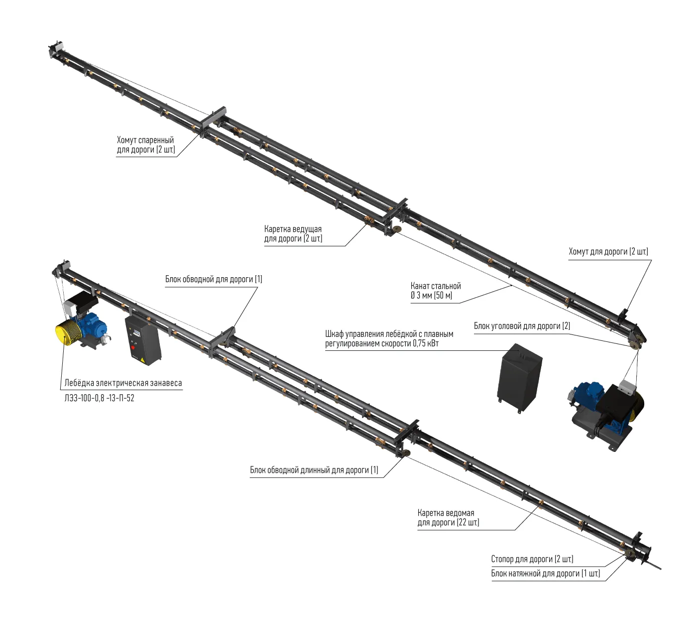 ИМЛАЙТ Дорога занавеса стационарная с электроприводом ИМЛАЙТ Дорога занавеса стационарная с электроприводом